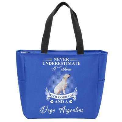 A With Courage And A Dogo Argentino Gift Zip Tote Bag