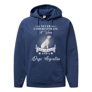 A With Courage And A Dogo Argentino Gift Performance Fleece Hoodie