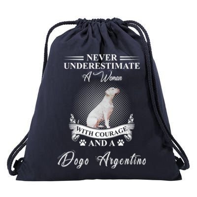 A With Courage And A Dogo Argentino Gift Drawstring Bag