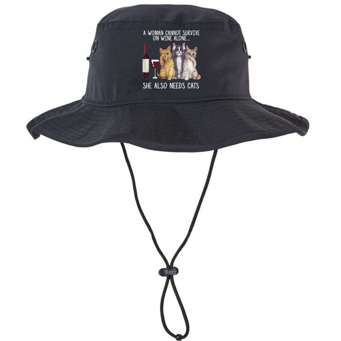 A Woman Cannot Survive On Wine Alone She Also Needs Cat Bucket Hat