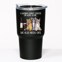 A Woman Cannot Survive On Wine Alone She Also Needs Cat Tumbler