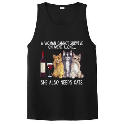 A Woman Cannot Survive On Wine Alone She Also Needs Cat PosiCharge Competitor Tank