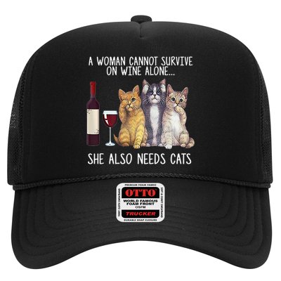 A Woman Cannot Survive On Wine Alone She Also Needs Cat Trucker Hat
