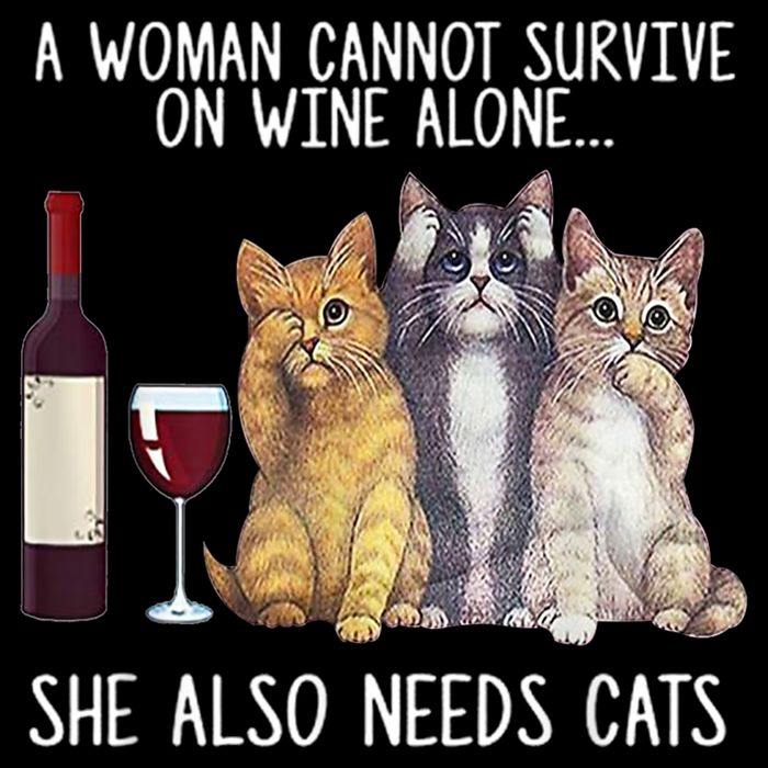 A Woman Cannot Survive On Wine Alone She Also Needs Cat Visor