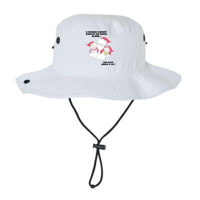 A Woman Cannot Survive On Books Alone She Also Needs A Cat Legacy Cool Fit Booney Bucket Hat