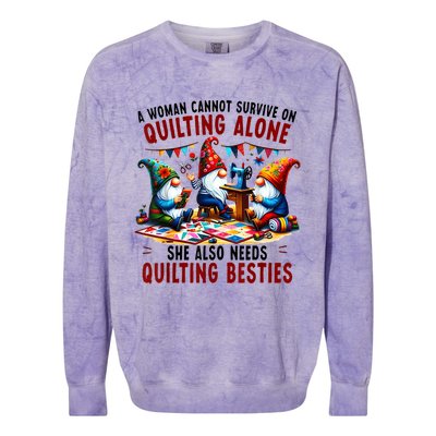 A Woman Cannot Survive On Quilting Alone She Also Needs Colorblast Crewneck Sweatshirt