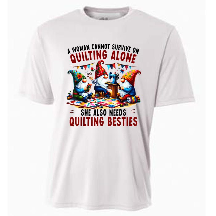 A Woman Cannot Survive On Quilting Alone She Also Needs Cooling Performance Crew T-Shirt