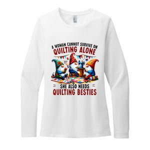 A Woman Cannot Survive On Quilting Alone She Also Needs Womens CVC Long Sleeve Shirt