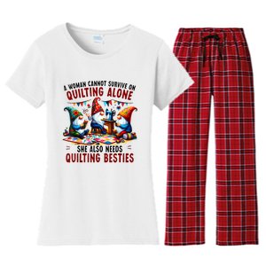 A Woman Cannot Survive On Quilting Alone She Also Needs Women's Flannel Pajama Set