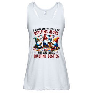 A Woman Cannot Survive On Quilting Alone She Also Needs Ladies Essential Flowy Tank