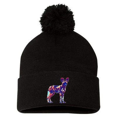 African Wild Dog Pom Pom 12in Knit Beanie