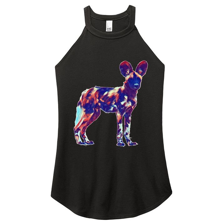 African Wild Dog Women's Perfect Tri Rocker Tank