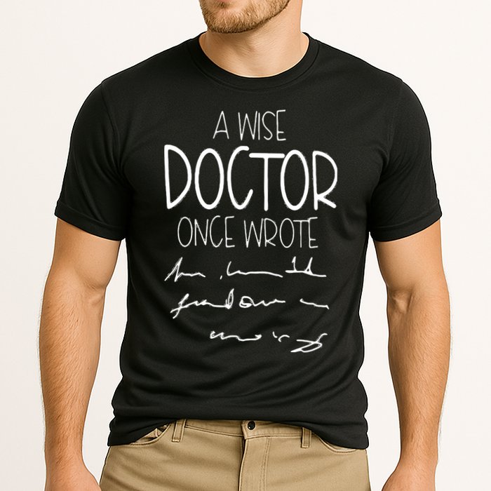 A Wise Doctor Once Wrote Funny Medical Doctor Handwriting Performance Shirt