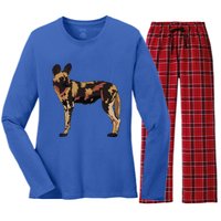 African Wild Dog Hunting Endangered Gift Gift Women's Long Sleeve Flannel Pajama Set 