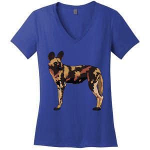 African Wild Dog Hunting Endangered Gift Gift Women's V-Neck T-Shirt