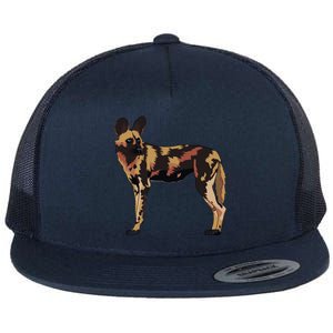 African Wild Dog Hunting Endangered Gift Gift Flat Bill Trucker Hat