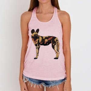 African Wild Dog Hunting Endangered Gift Gift Women's Knotted Racerback Tank