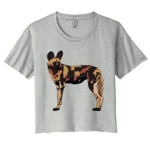 African Wild Dog Hunting Endangered Gift Gift Women's Crop Top Tee