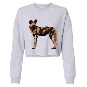 African Wild Dog Hunting Endangered Gift Gift Cropped Pullover Crew