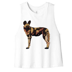 African Wild Dog Hunting Endangered Gift Gift Women's Racerback Cropped Tank