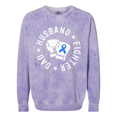 ALS Warrior Dad Husband Father Blue Ribbon Awareness Colorblast Crewneck Sweatshirt