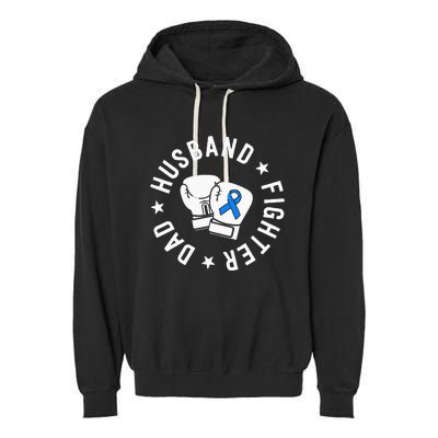 ALS Warrior Dad Husband Father Blue Ribbon Awareness Garment-Dyed Fleece Hoodie