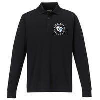 ALS Warrior Dad Husband Father Blue Ribbon Awareness Performance Long Sleeve Polo