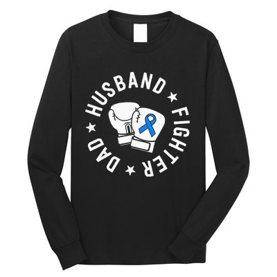 ALS Warrior Dad Husband Father Blue Ribbon Awareness Long Sleeve Shirt