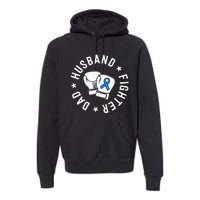 ALS Warrior Dad Husband Father Blue Ribbon Awareness Premium Hoodie