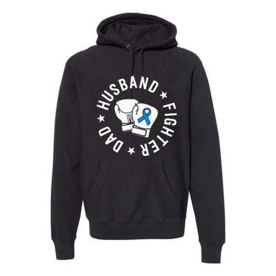 ALS Warrior Dad Husband Father Blue Ribbon Awareness Premium Hoodie