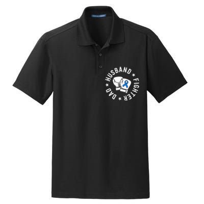 ALS Warrior Dad Husband Father Blue Ribbon Awareness Dry Zone Grid Polo