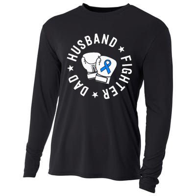 ALS Warrior Dad Husband Father Blue Ribbon Awareness Cooling Performance Long Sleeve Crew