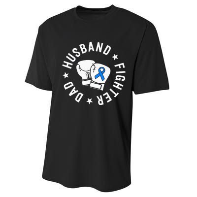 ALS Warrior Dad Husband Father Blue Ribbon Awareness Performance Sprint T-Shirt