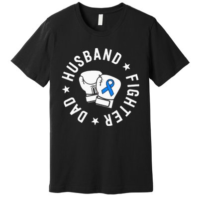 ALS Warrior Dad Husband Father Blue Ribbon Awareness Premium T-Shirt