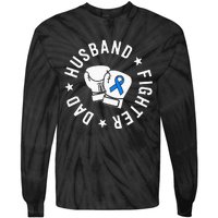 ALS Warrior Dad Husband Father Blue Ribbon Awareness Tie-Dye Long Sleeve Shirt