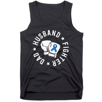 ALS Warrior Dad Husband Father Blue Ribbon Awareness Tank Top