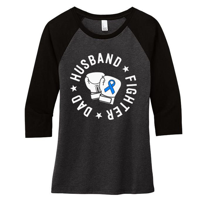 ALS Warrior Dad Husband Father Blue Ribbon Awareness Women's Tri-Blend 3/4-Sleeve Raglan Shirt