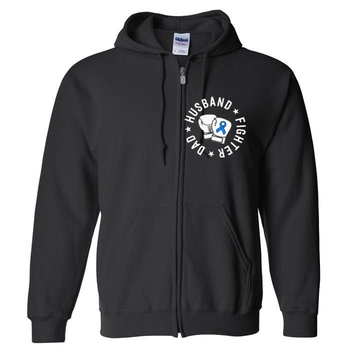 ALS Warrior Dad Husband Father Blue Ribbon Awareness Full Zip Hoodie