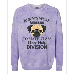 Always Wear Eyeglasses To Math Class Funny Pug Dog Colorblast Crewneck Sweatshirt