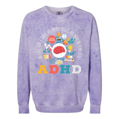 ADHD Warrior Embrace Neurodiversity ADHD Awareness Colorblast Crewneck Sweatshirt