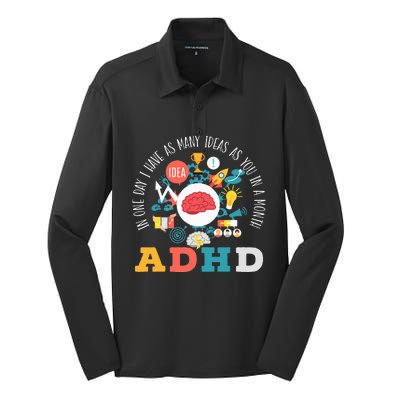 ADHD Warrior Embrace Neurodiversity ADHD Awareness Silk Touch Performance Long Sleeve Polo