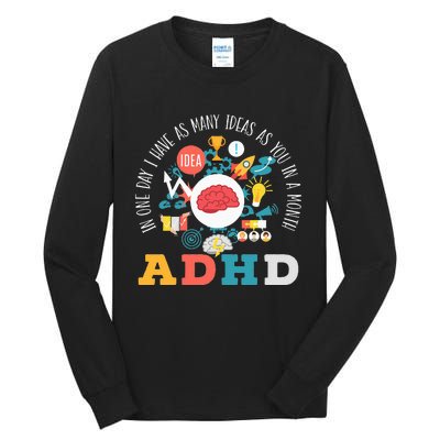 ADHD Warrior Embrace Neurodiversity ADHD Awareness Tall Long Sleeve T-Shirt