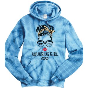 Aquarius Wink Eye Woman Face Wink Eyes Lady Birthday Tie Dye Hoodie