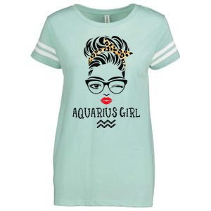 Aquarius Wink Eye Woman Face Wink Eyes Lady Birthday Enza Ladies Jersey Football T-Shirt