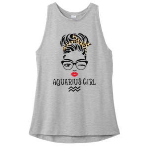 Aquarius Wink Eye Woman Face Wink Eyes Lady Birthday Ladies PosiCharge Tri-Blend Wicking Tank