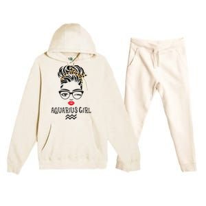 Aquarius Wink Eye Woman Face Wink Eyes Lady Birthday Premium Hooded Sweatsuit Set