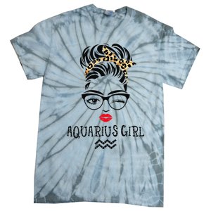 Aquarius Wink Eye Woman Face Wink Eyes Lady Birthday Tie-Dye T-Shirt