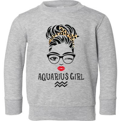 Aquarius Wink Eye Woman Face Wink Eyes Lady Birthday Toddler Sweatshirt