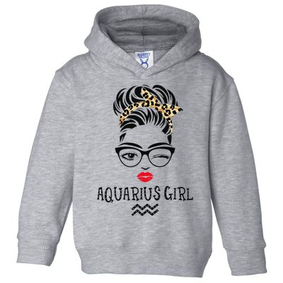 Aquarius Wink Eye Woman Face Wink Eyes Lady Birthday Toddler Hoodie