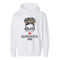 Aquarius Wink Eye Woman Face Wink Eyes Lady Birthday Garment-Dyed Fleece Hoodie